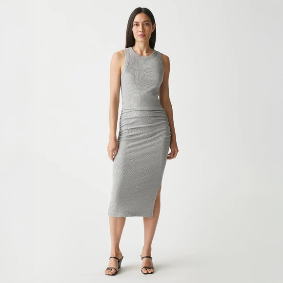 Michael Stars Wren Ribbed Midi Dress in Heather Gray - sz Large - Picture 1 of 9